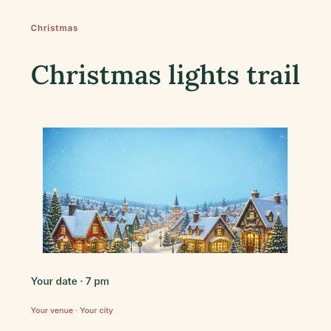 Christmas lights trail social media post template