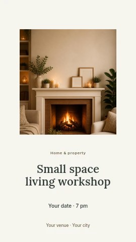 Small space living workshop instagram story template