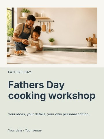 Fathers Day cooking workshop invitation template