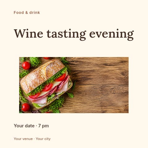 Wine tasting evening social media post template