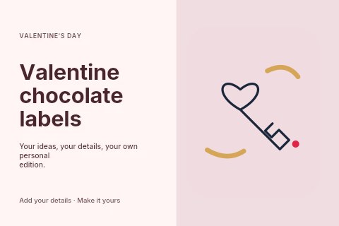 Valentine heart key · Duotone in Valentine chocolate labels postcard template