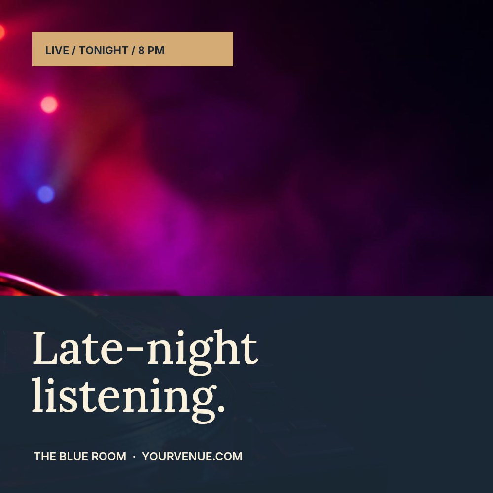 Vinyl record player with colorful lights in Late-night listening · Music post