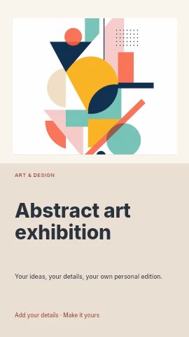 Colorful geometric abstract composition in Abstract art exhibition instagram story template