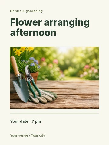 Flower arranging afternoon poster template