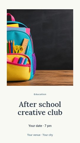 After school creative club instagram story template