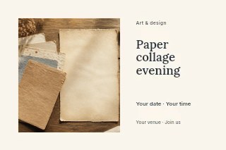 Vintage textured handmade papers with brushes in Paper collage evening postcard · Horizontal photo dialogue