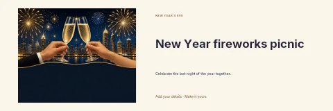 New Year fireworks picnic banner template