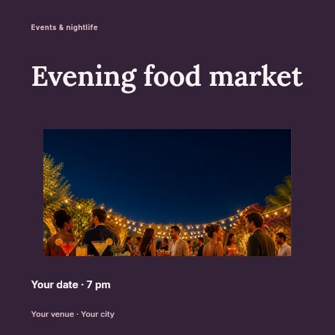 Evening food market social media post template