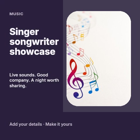 Singer songwriter showcase social media post template