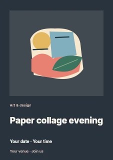 Warm organic paper collage in Paper collage evening flyer · Gallery editorial