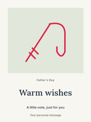 Father’s Day fishing rod · Outline in Father’s Day craft workshop greeting card template