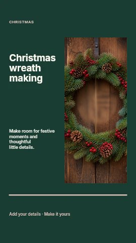 Christmas wreath making instagram story template