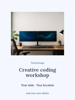 Creative coding workshop invitation template · Picture window