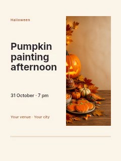 Pumpkin painting afternoon invitation template · Split portrait