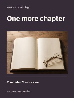 Open blank book with round glasses in Reading photo announcement · Title & photograph