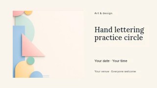 Hand lettering practice circle presentation cover template · Horizontal photo dialogue
