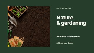Nature & gardening presentation cover template · Horizontal photo dialogue