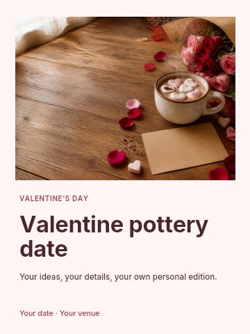 Valentine pottery date poster template