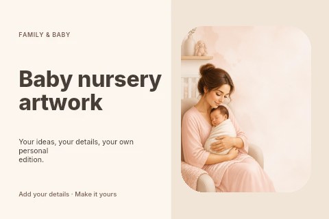 Baby nursery artwork postcard template