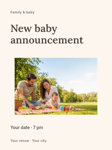 New baby announcement invitation template