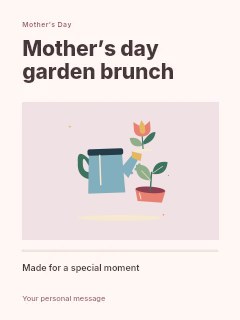 Mother's Day garden with a watering can and seedling in Mother’s Day garden brunch · Title & photograph
