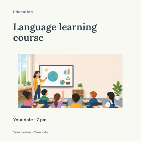 Language learning course social media post template