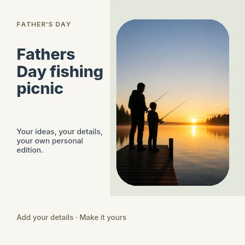 Fathers Day fishing picnic social media post template