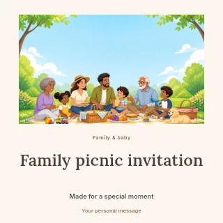 Family picnic invitation social media post template · Quiet photo gallery