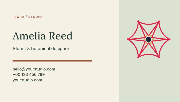 Bell flower · 6 petals and stamen centre in Flora studio · Botanical business card
