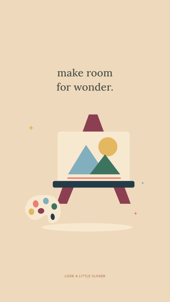 Creative easel and a painting palette in Make room for wonder · Abstract wallpaper