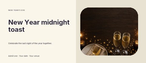 Elegant New Year’s Eve Celebration Table Setting in New Year midnight toast event ticket template