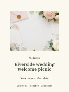 Riverside wedding welcome picnic poster template · Picture window