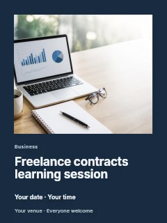 Freelance contracts learning session poster template · Gallery editorial