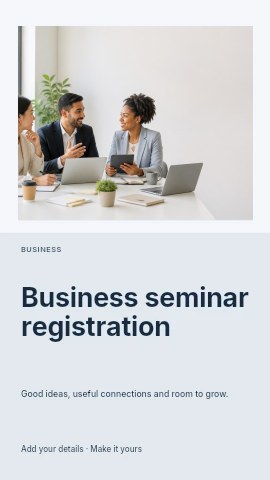 Business seminar registration instagram story template