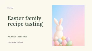 Easter family recipe tasting presentation cover template · Horizontal photo dialogue