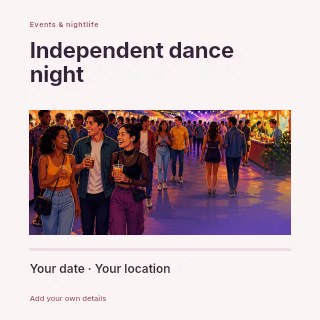 Independent dance night social media post template · Title & photograph