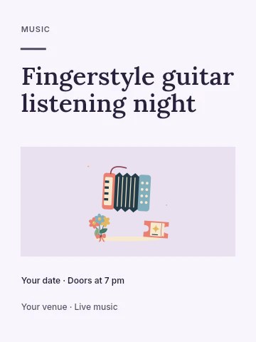Accordion afternoon with a little flower bouquet in Fingerstyle guitar listening night poster · Picture window