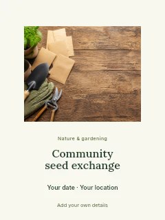 Community seed exchange poster template · Picture window