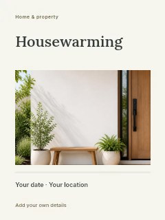 Housewarming invitation template · Title & photograph