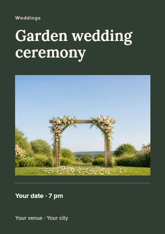 Garden wedding ceremony flyer template