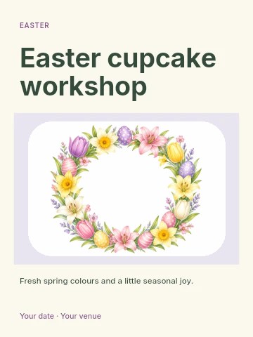 Easter cupcake workshop invitation template