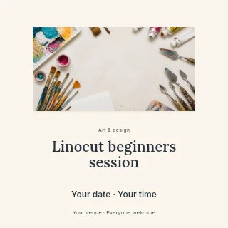 Linocut beginners session social media post template · Picture window