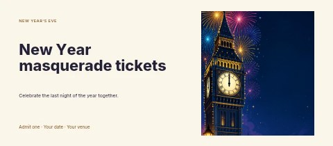 New Year masquerade tickets event ticket template