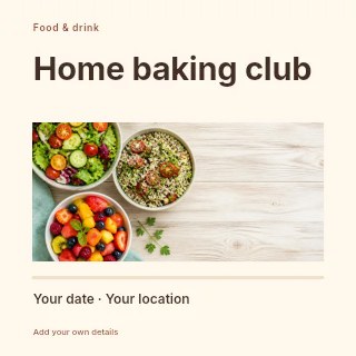Home baking club social media post template · Title & photograph