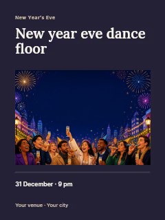 New Year Eve dance floor poster template · Title & photograph