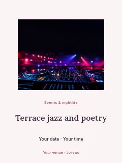 Terrace jazz and poetry poster template · Picture window
