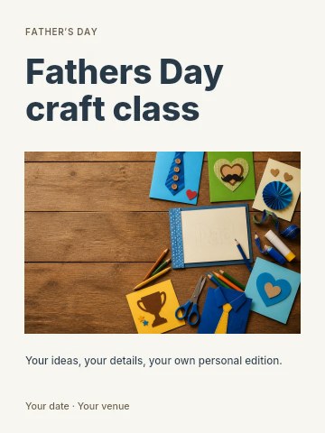 Fathers Day craft class poster template
