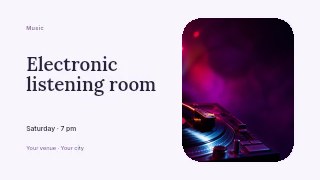 Vinyl record player with colorful lights in Electronic listening room · Horizontal photo dialogue