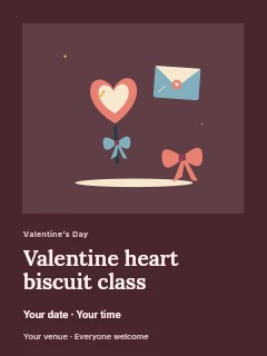 Sweet Valentine with heart candy and a love note in Valentine heart biscuit class poster · Gallery editorial