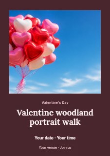 Valentine woodland portrait walk flyer template · Quiet photo gallery
